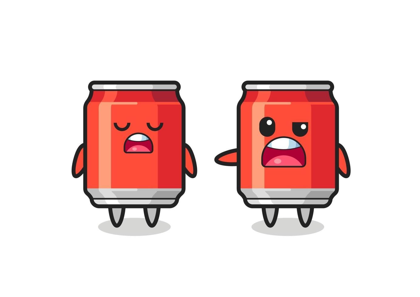 illustration of the argue between two cute drink can characters vector