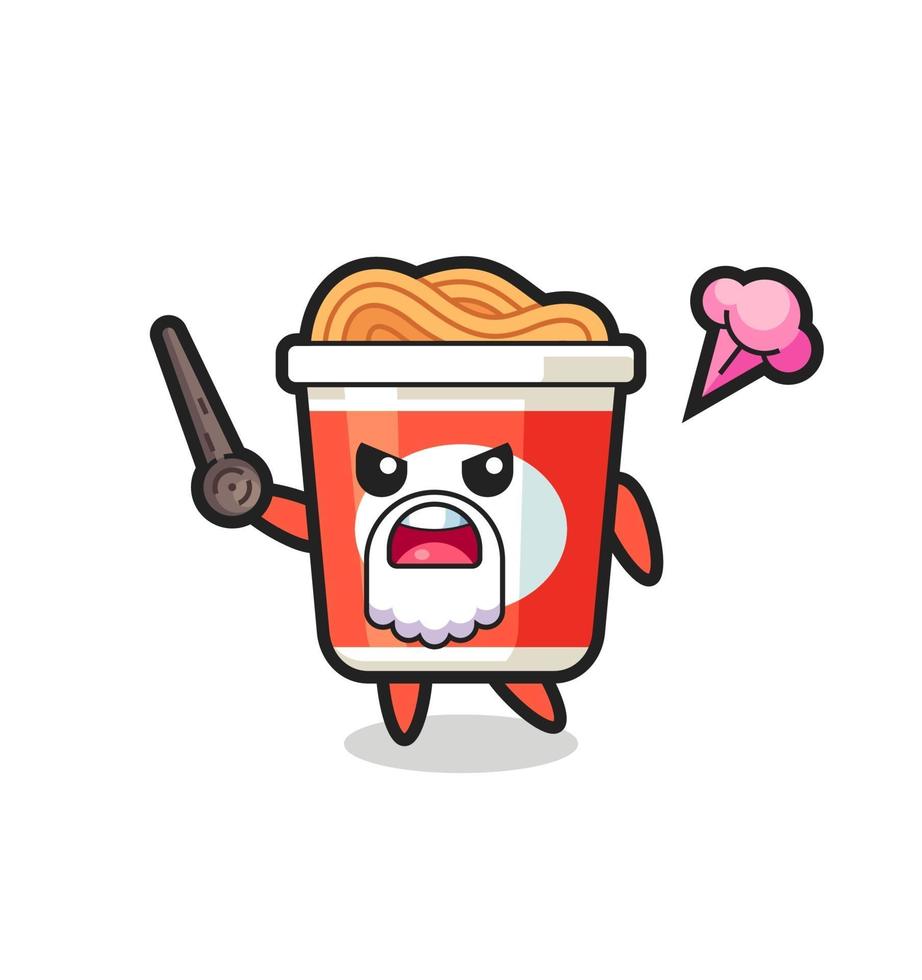 cute instant noodle grandpa is getting angry vector