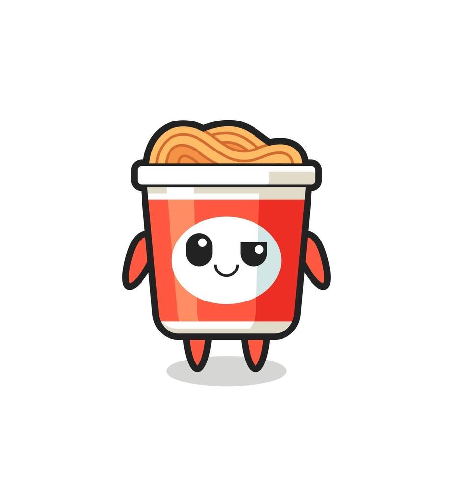 instant noodle cartoon with an arrogant expression vector