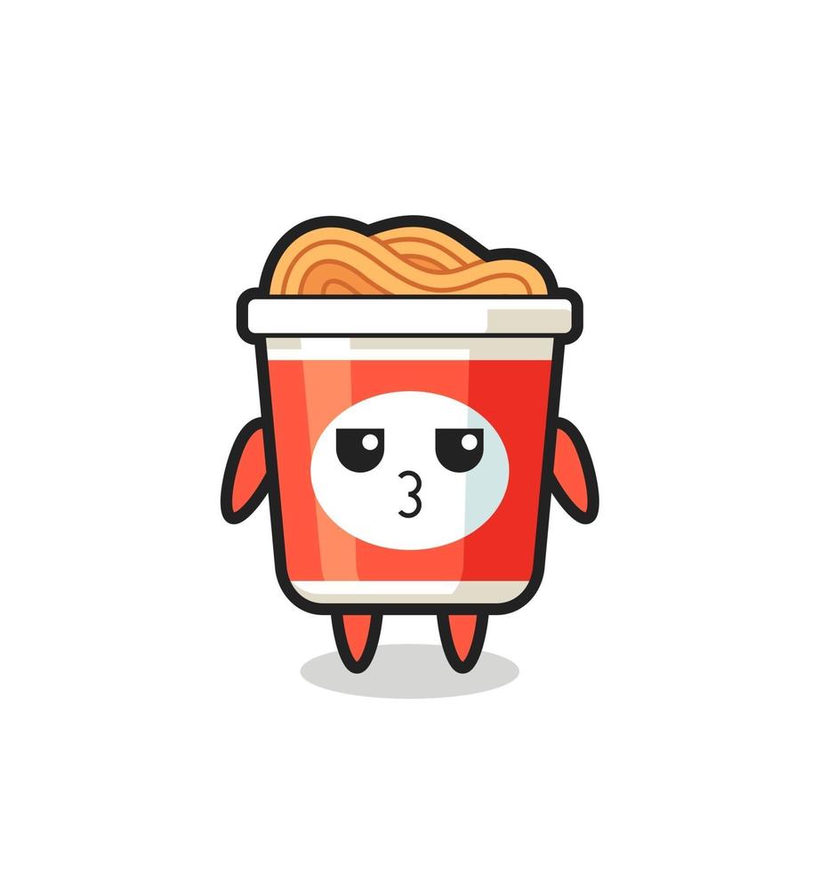 the bored expression of cute instant noodle characters vector