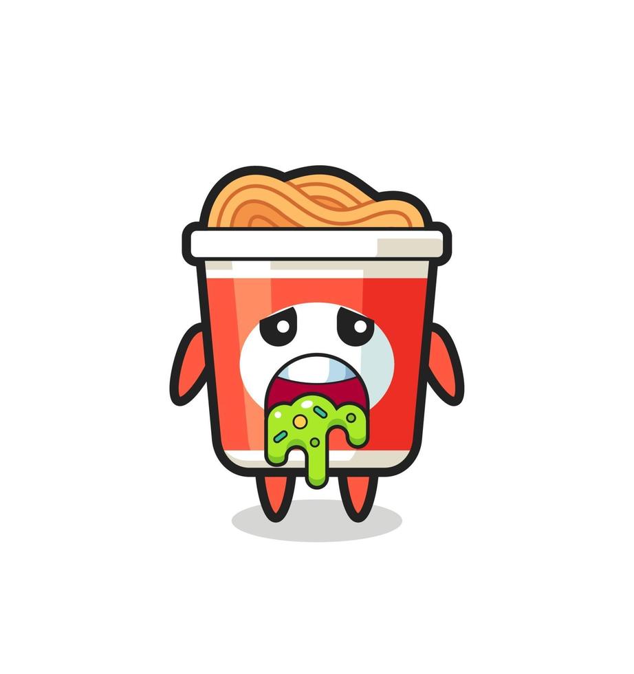 the cute instant noodle character with puke vector