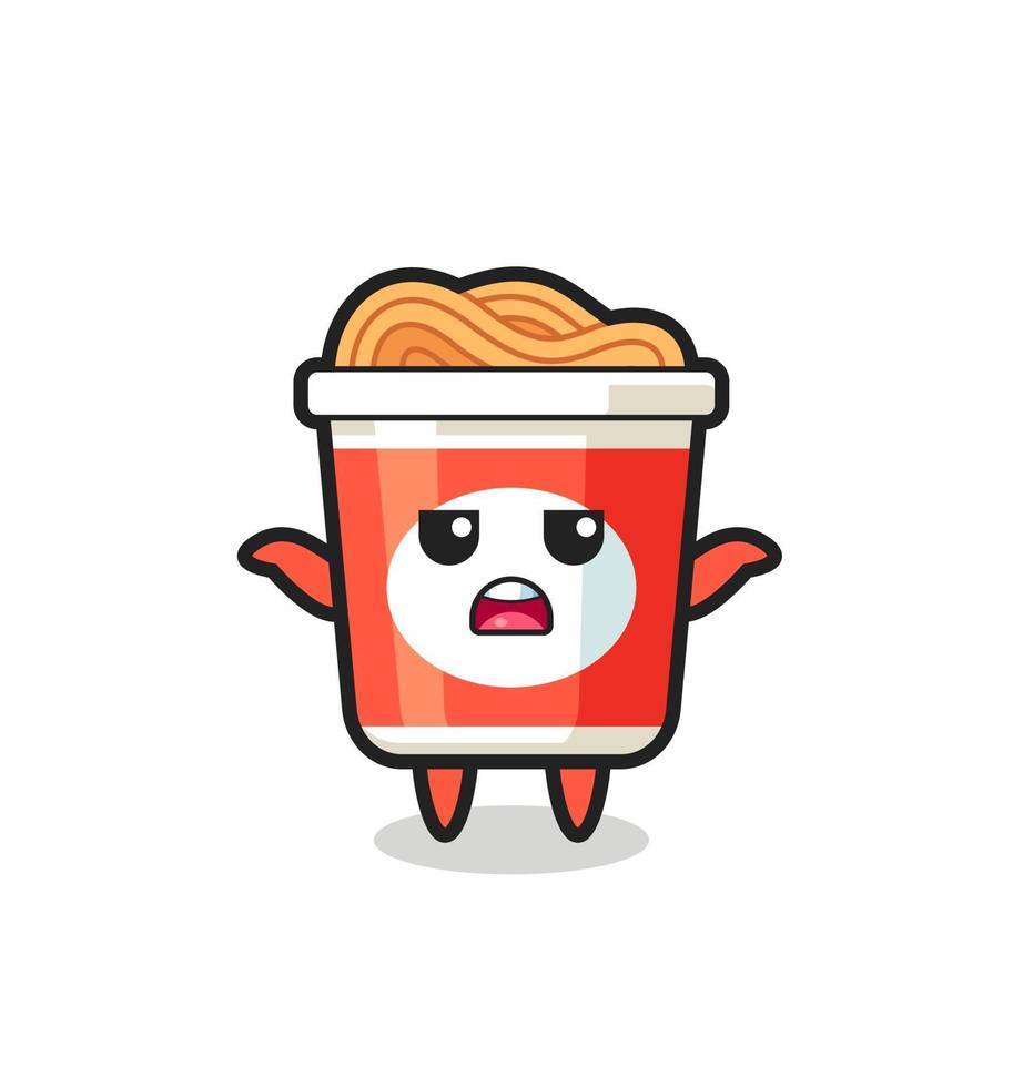 instant noodle mascot character saying I do not know vector