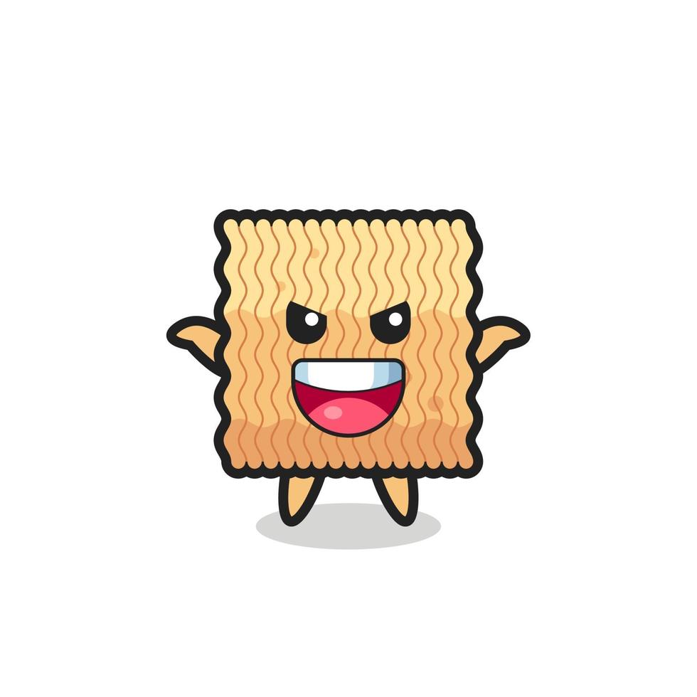 the illustration of cute raw instant noodle doing scare gesture vector