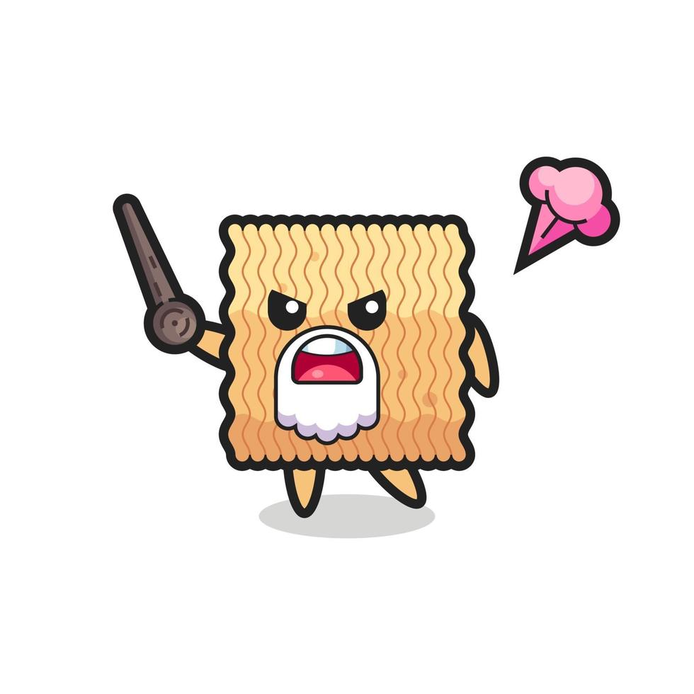 cute raw instant noodle grandpa is getting angry vector