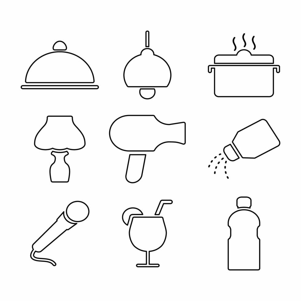 gráfico vectorial de - hotel y restaurante establece icono parte 2 - estilo de línea vector