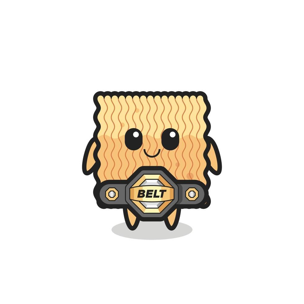 the MMA fighter raw instant noodle mascot with a belt vector