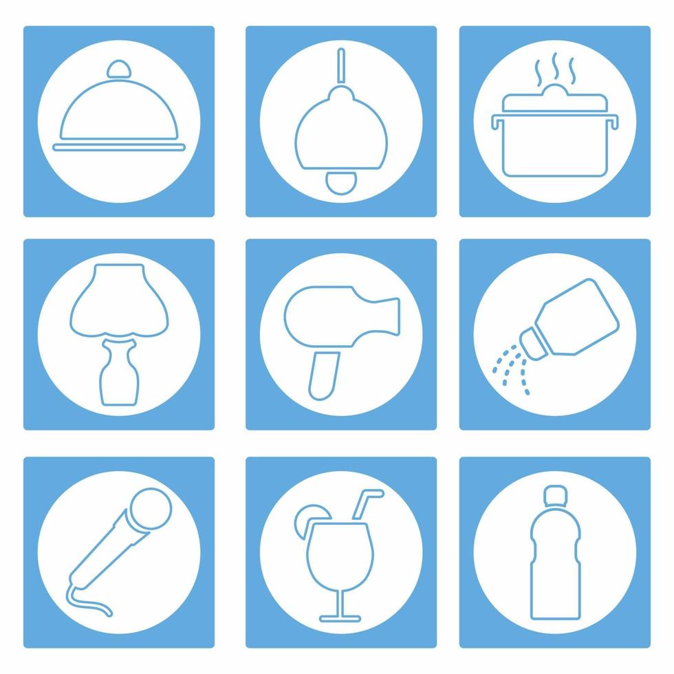 Set Icon of - Hotel and Restaurant Part 2 - White Moon Style vector