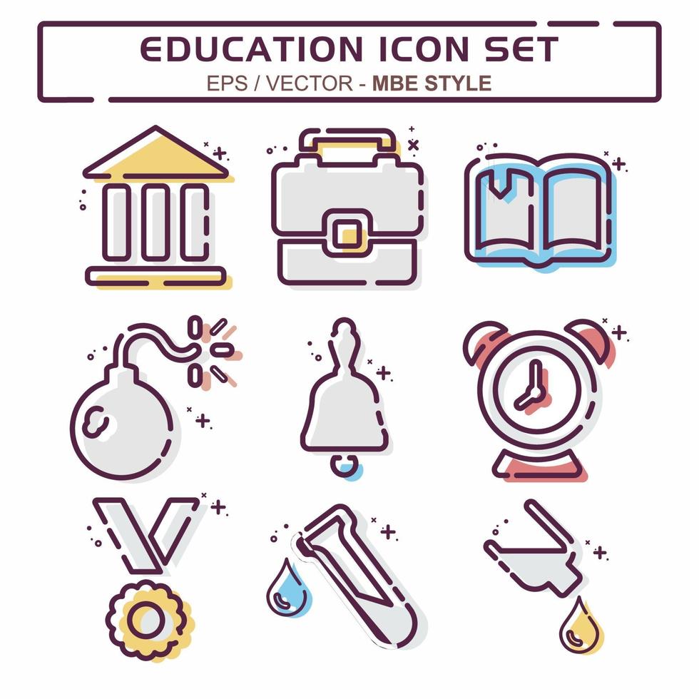 Set Icon Vector of Education - MBE Syle