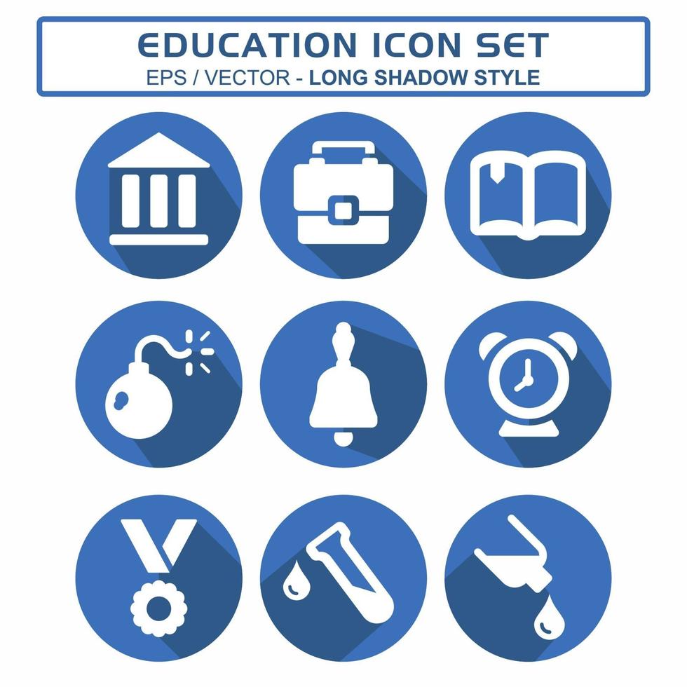 Set Icon Vector of Education - Long Shadow Style