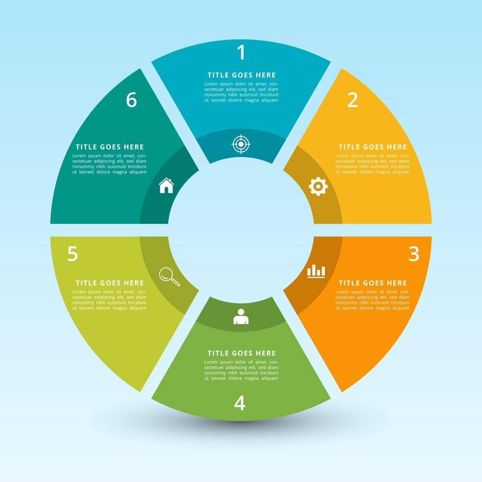 infografía con degradado y efecto con 4, 5, 6 opciones o pasos vector