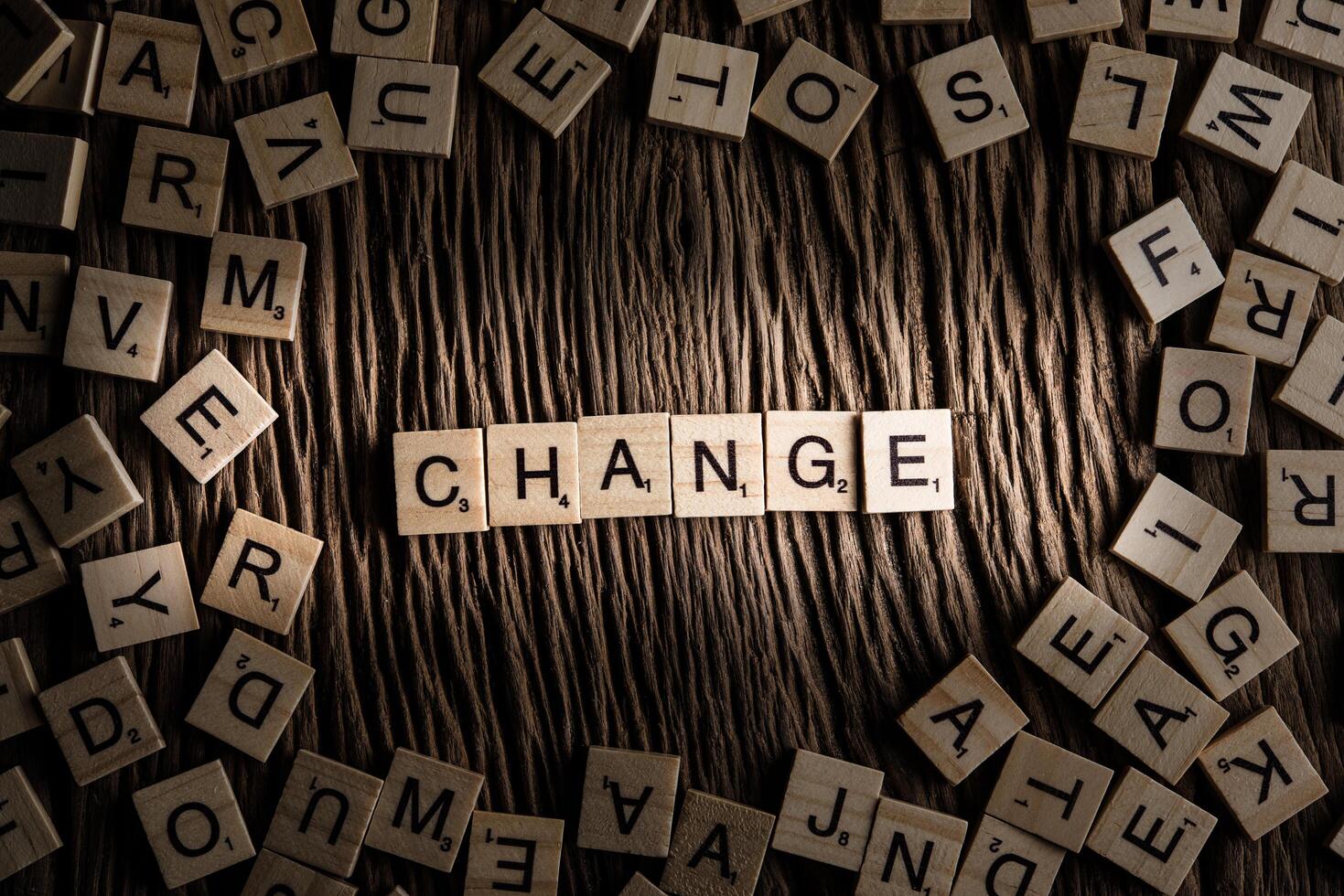 CHANGE wooden tile font  concept photo