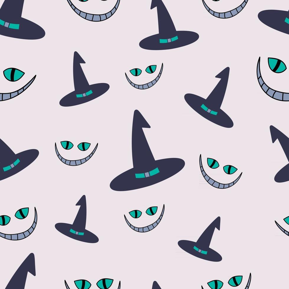 Witch Hats and Evil Eyes Halloween Seamless Pattern vector