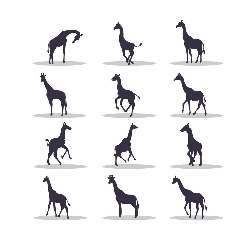 Diseño de ilustración de vector de silueta de jirafa