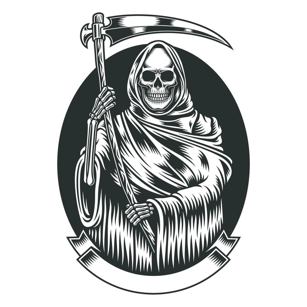 Grim Reaper With Scythe Vector Graphic