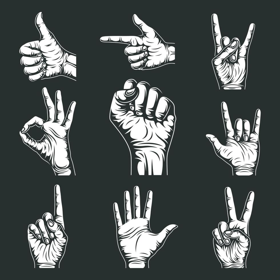 Hand Signs And Gestures Collection Vector Graphic