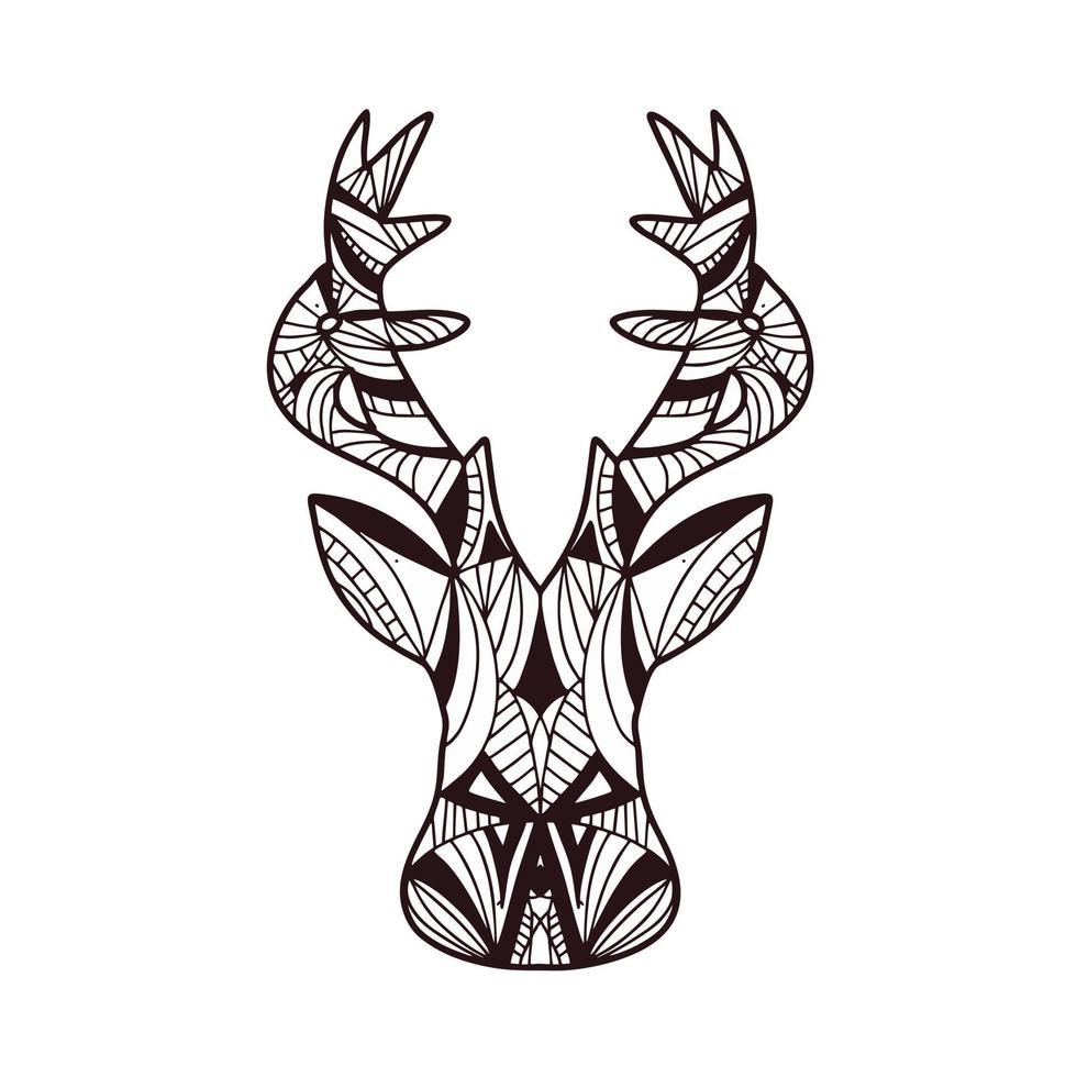 beautiful deer illustration with line and doodle style vector