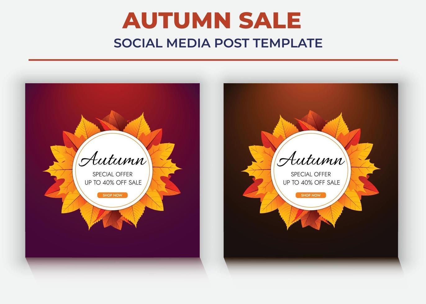 Autumn sale poster, super sale social media post and flyer vector