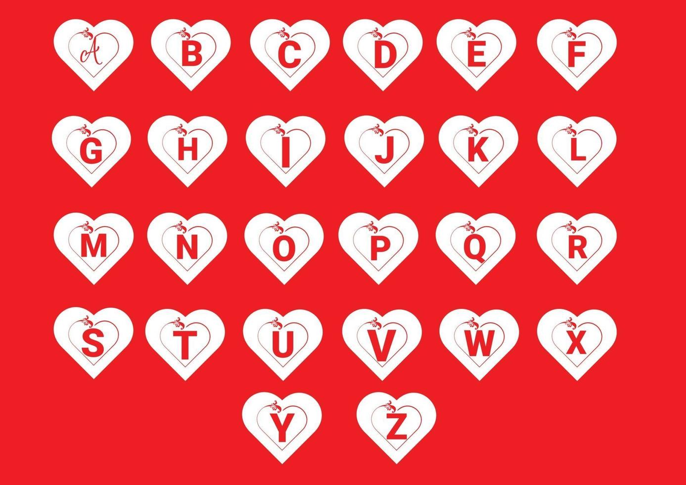 A to Z Letter Logo With Heart icon Bundle vector