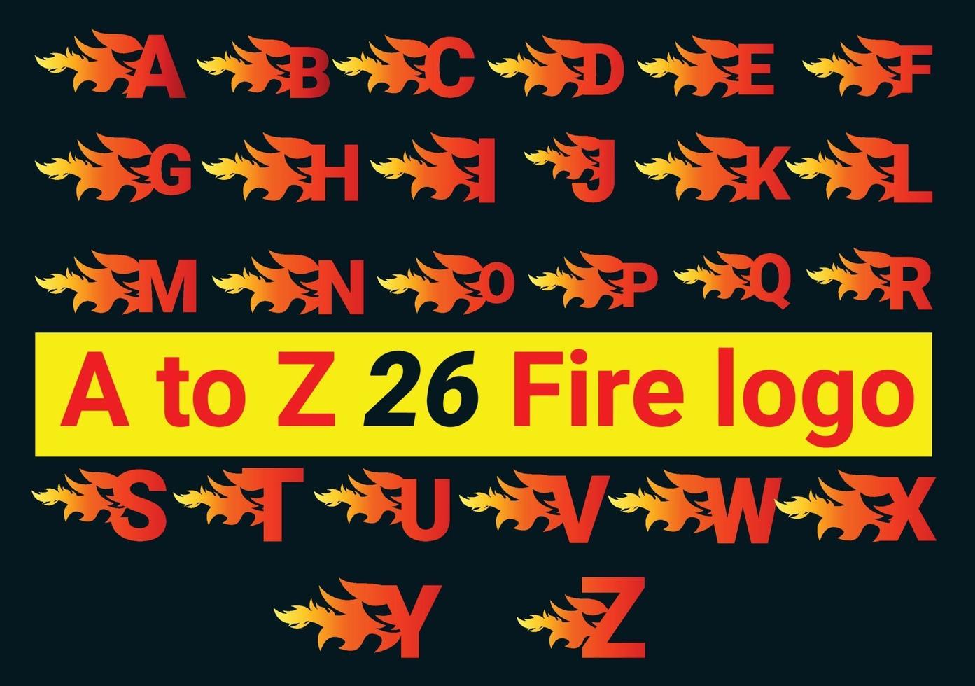 Fire A to Z Letter Logo And Icon Design Bundle vector