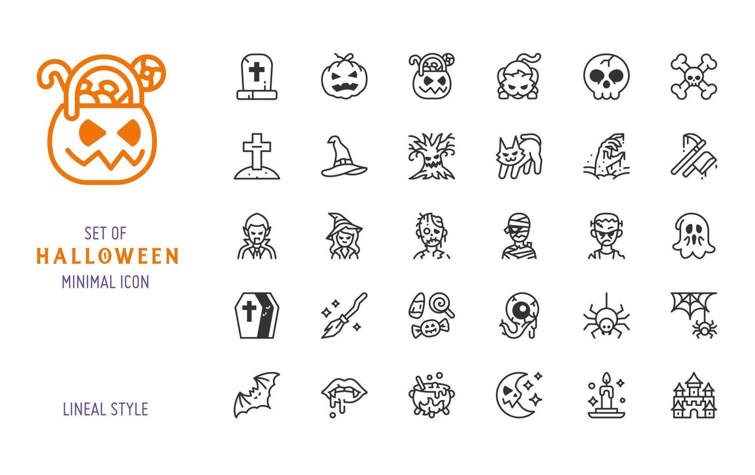 conjunto de vectores de iconos de halloween