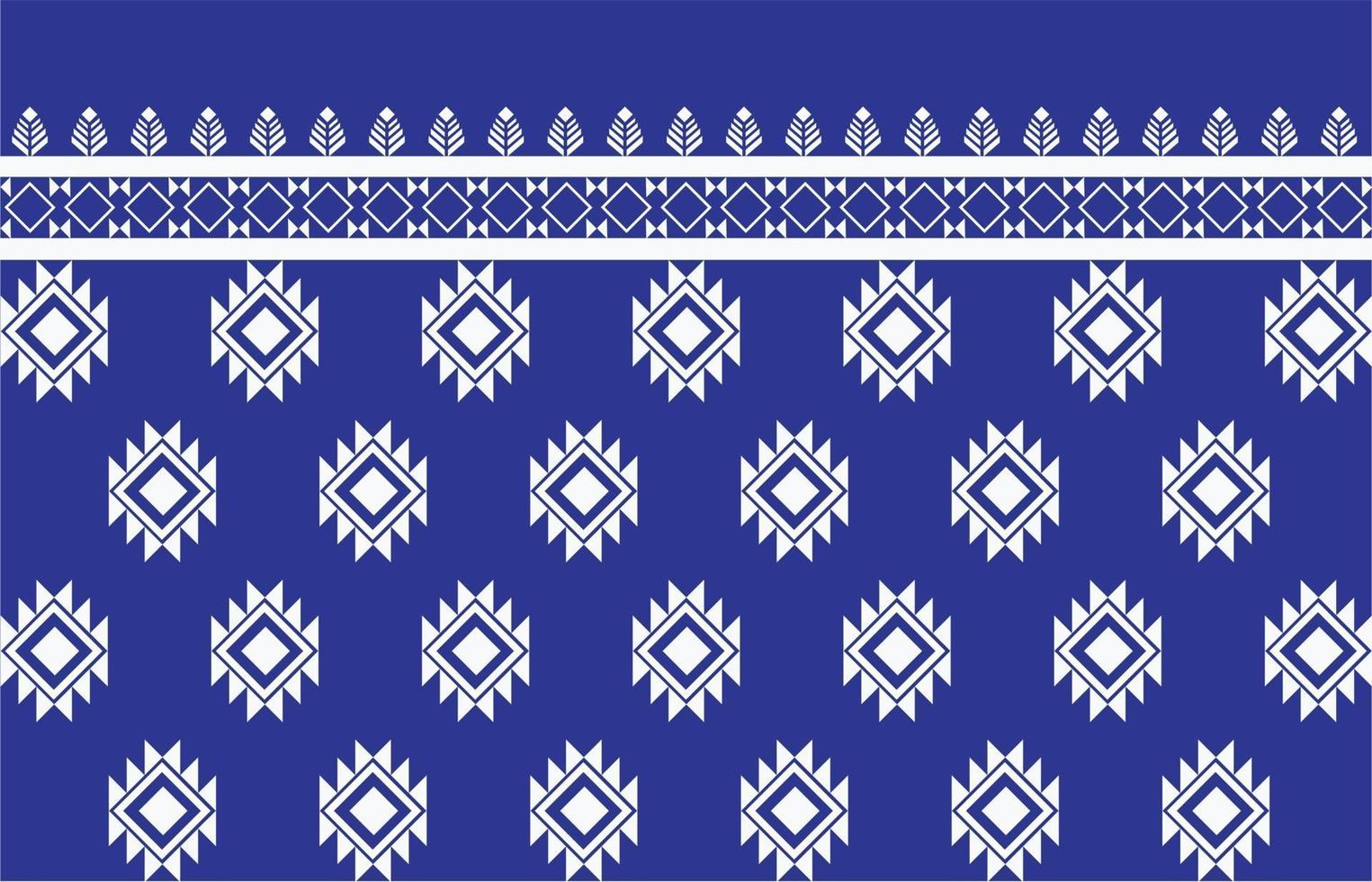 Geometric fabric pattern, blue, white design vector