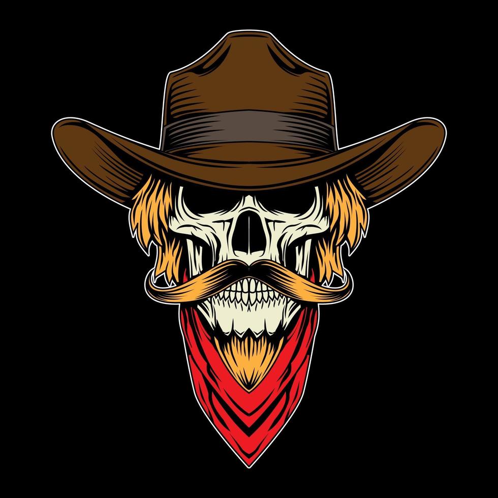 Skull cowboy head graphic vector