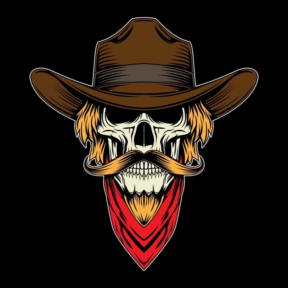 Skull cowboy head graphic vector