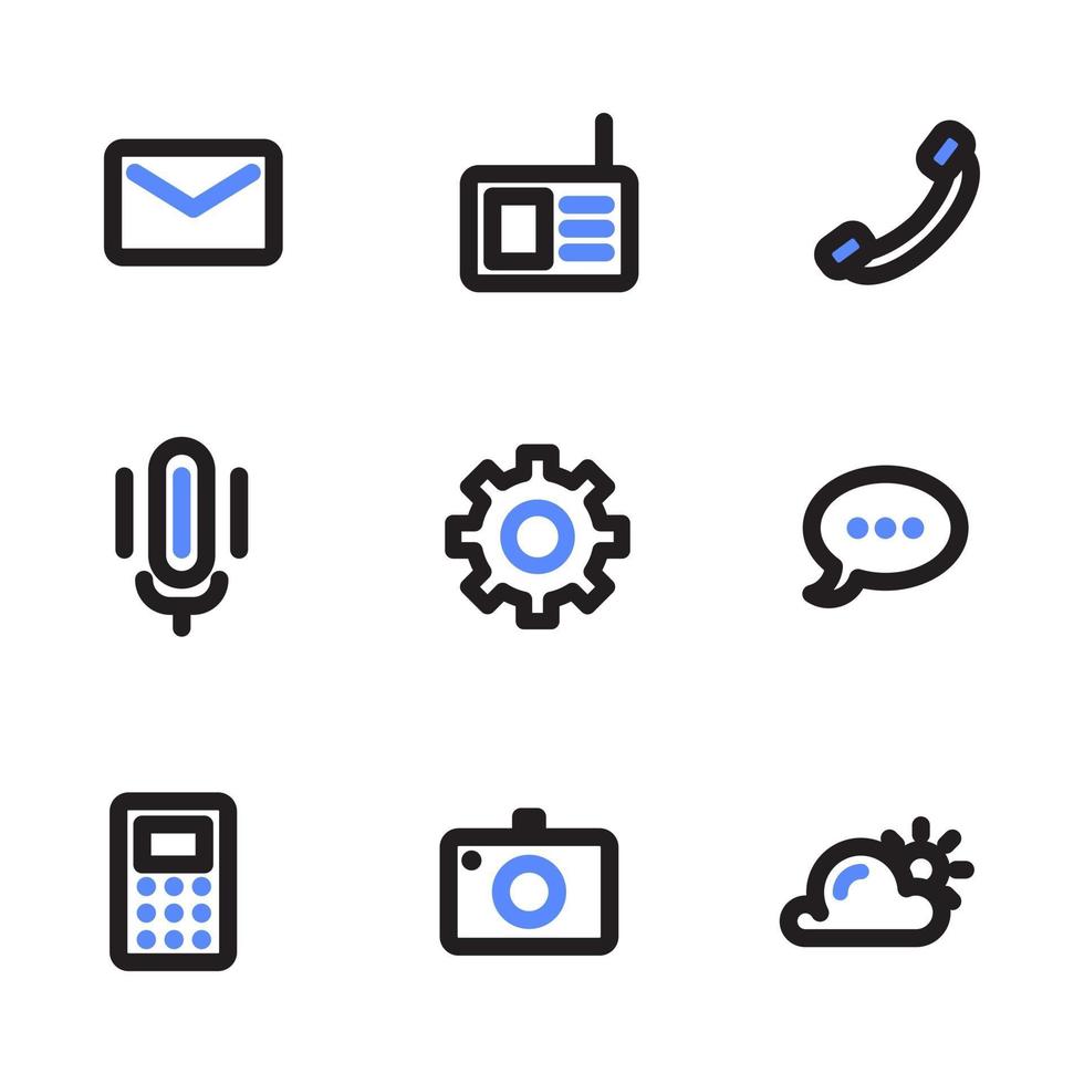 conjunto de iconos para aplicaciones móviles con arte lineal vector
