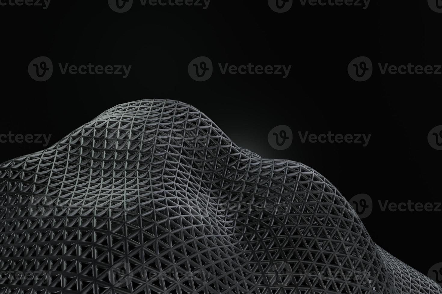 Dark background with Black line curve design. Abstract , 3d Rendering photo