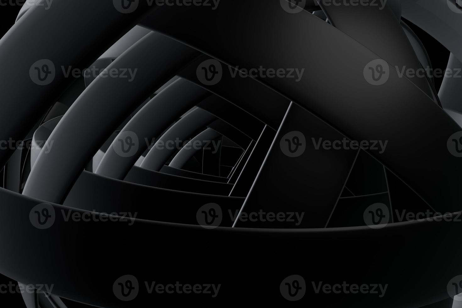 Dark background with Black line curve design. Abstract , 3d Rendering photo