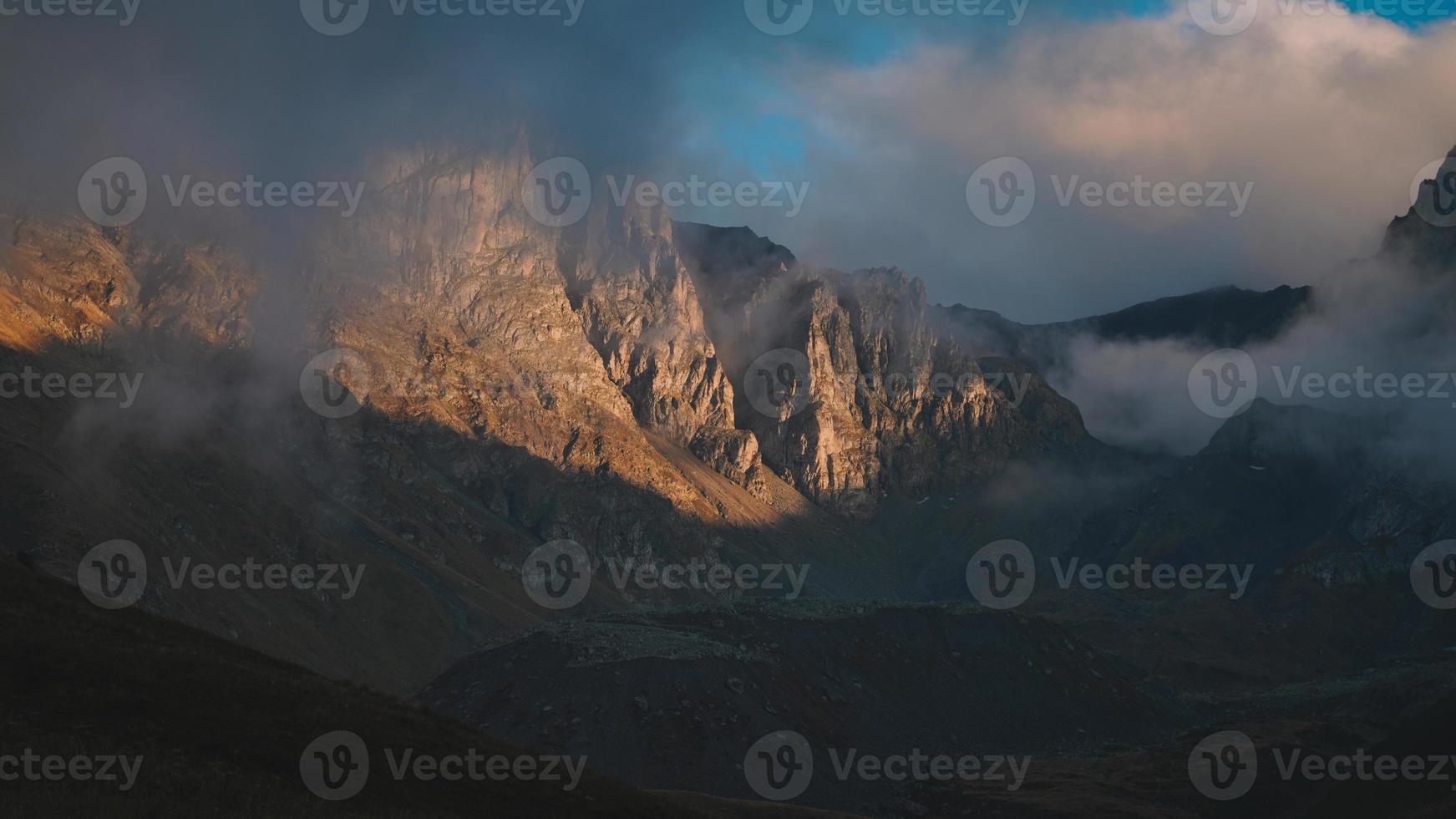 misty mountain view photo