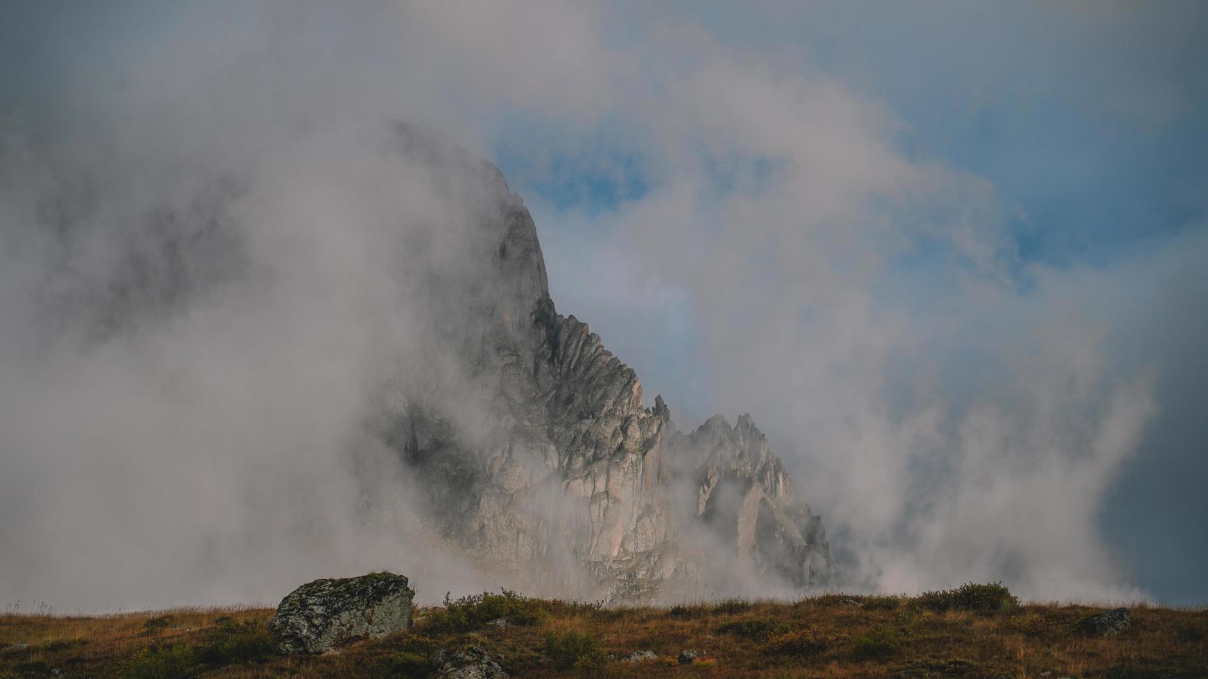 misty mountain view photo