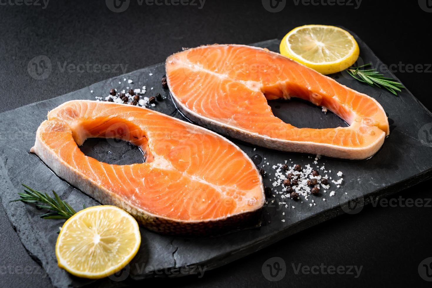 fresh raw salmon fillet steak photo