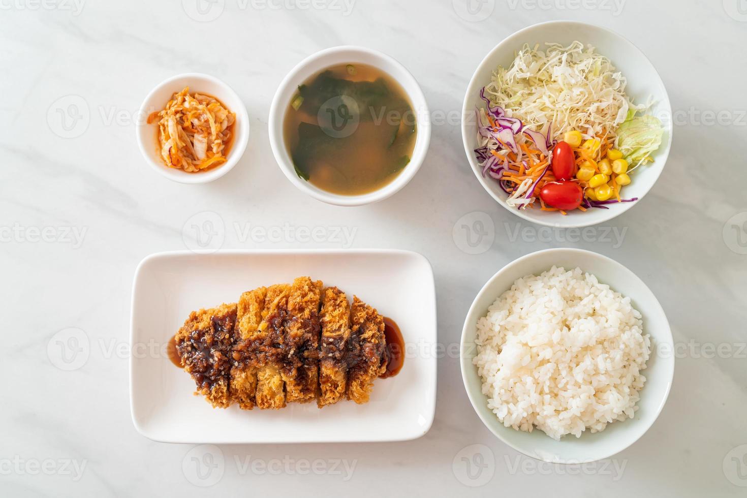 Tonkatsu - Japanese pork cutlet deep fried with rice set photo