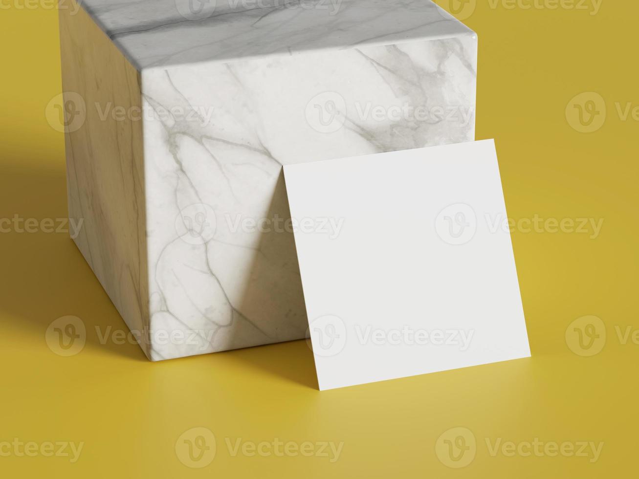 White square shape paper mockup on yellow gold isolated background photo