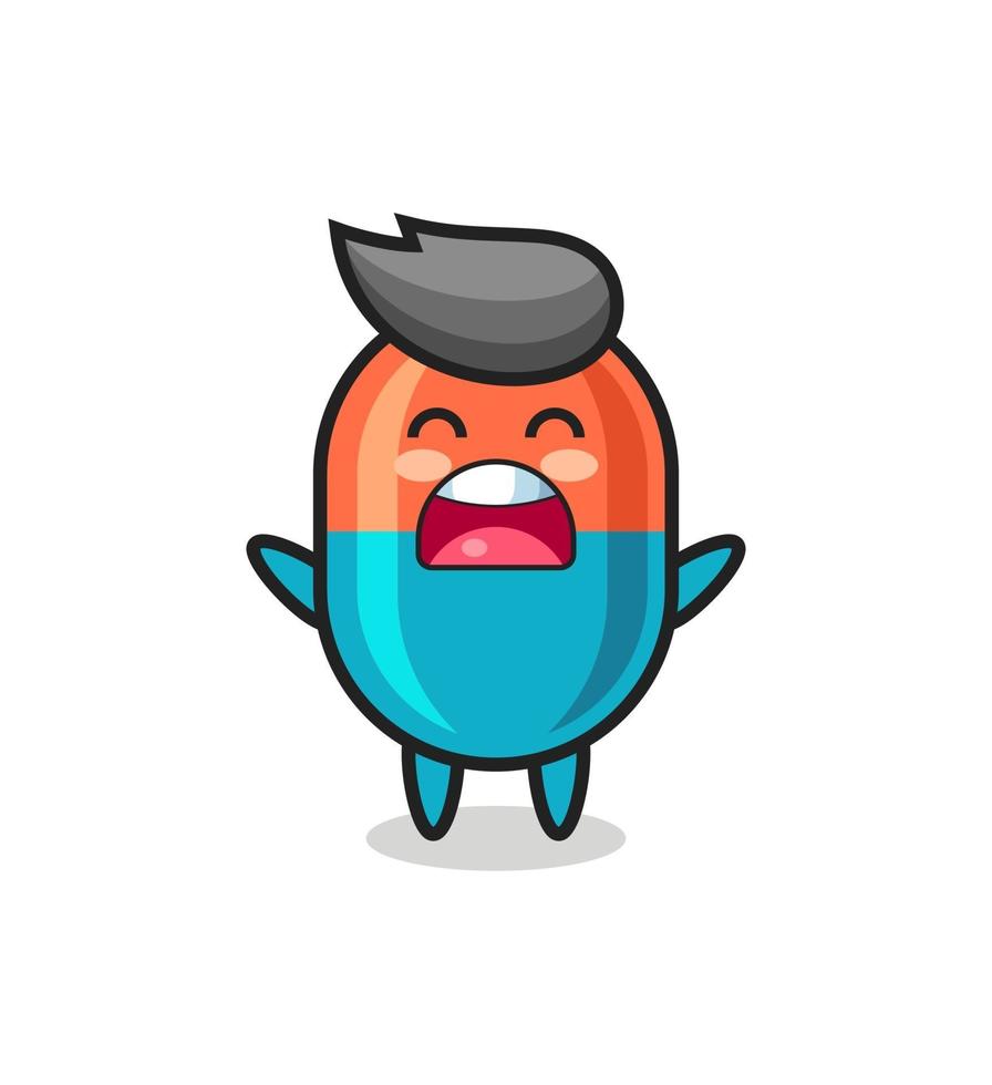 cute capsule mascot with a yawn expression vector