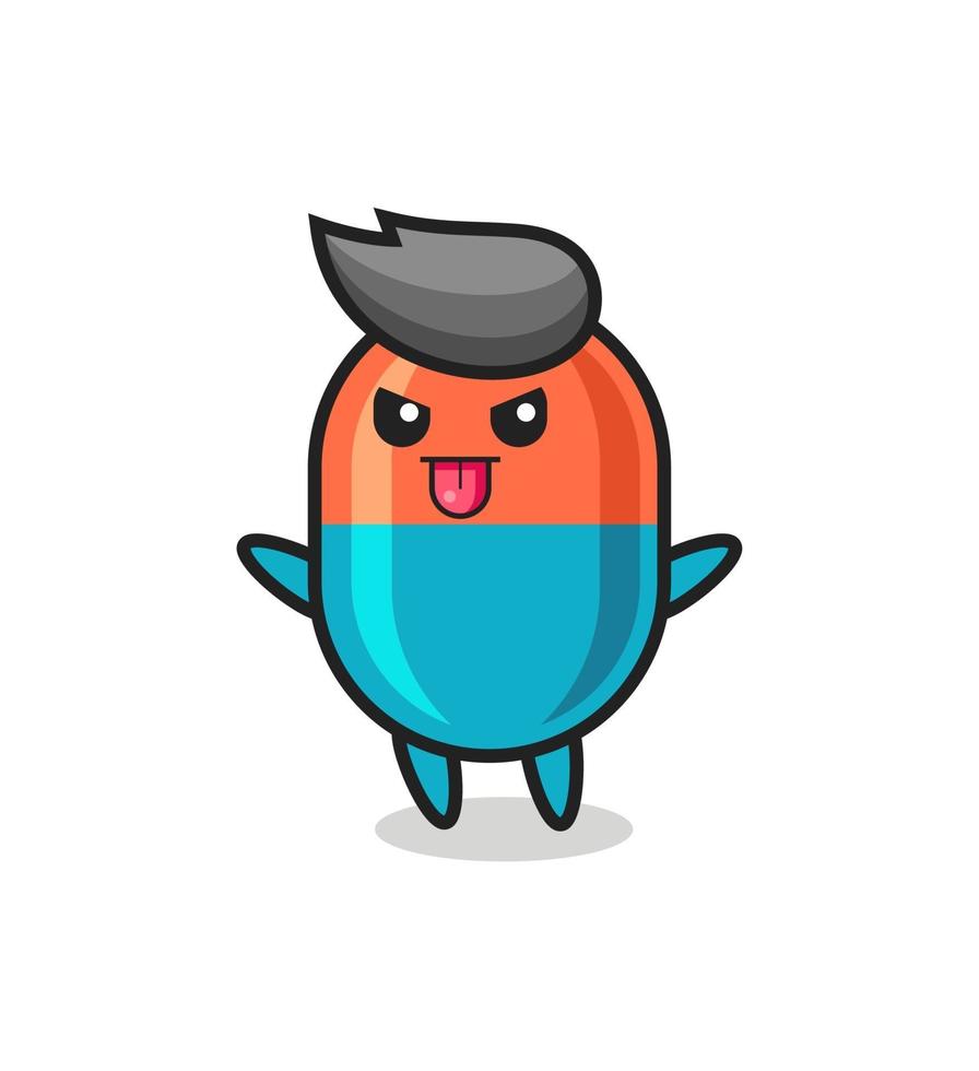 naughty capsule character in mocking pose vector