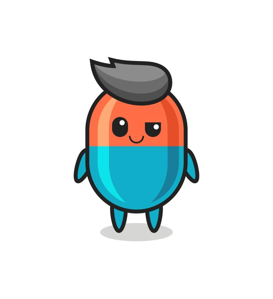 capsule cartoon with an arrogant expression vector