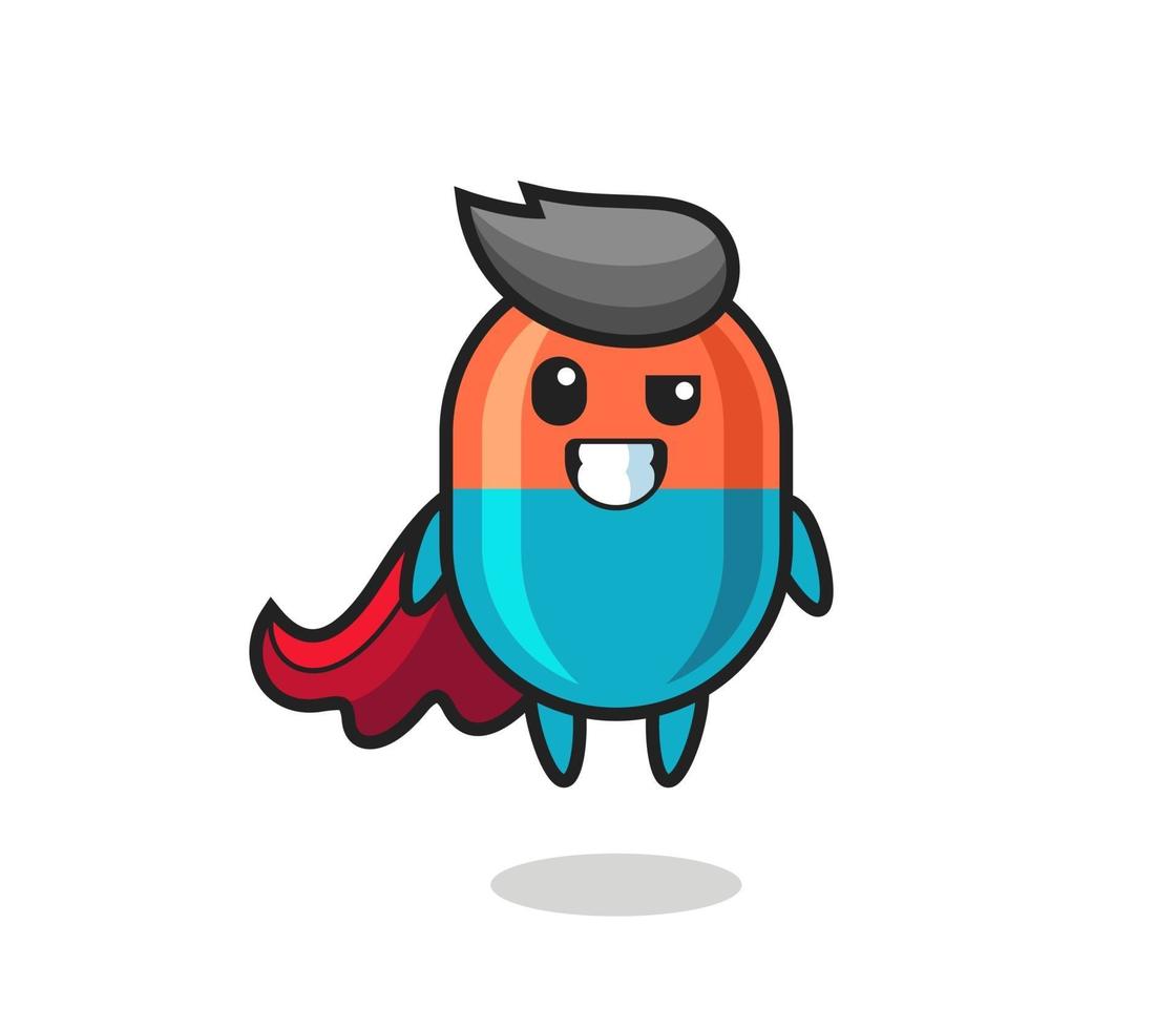 the cute capsule character as a flying superhero vector