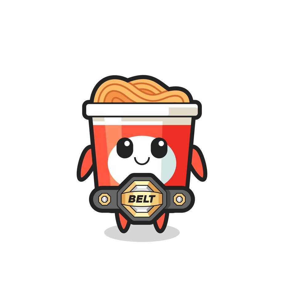 the MMA fighter instant noodle mascot with a belt vector