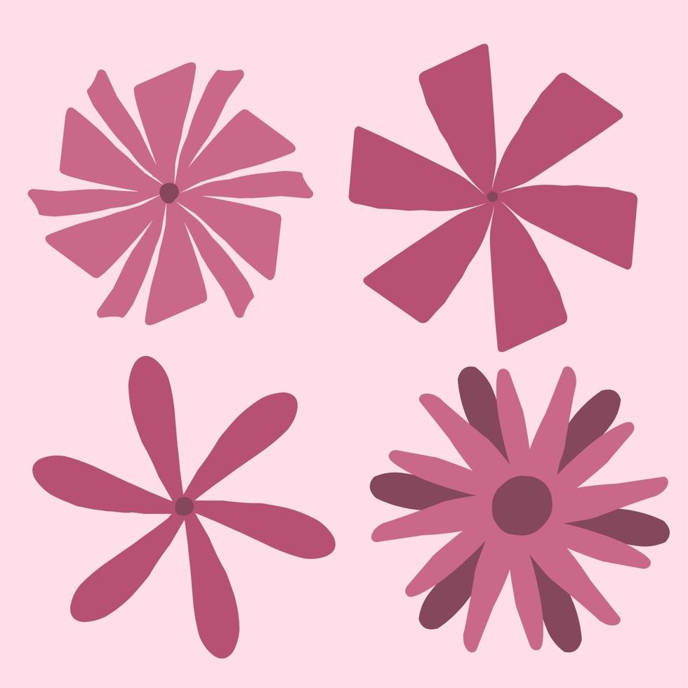 elemento de conjunto de flor rosa vector