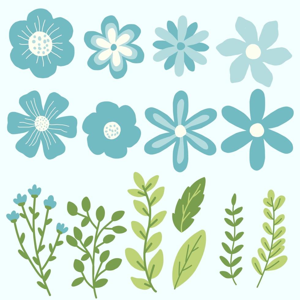 Blue spring flower collection vector