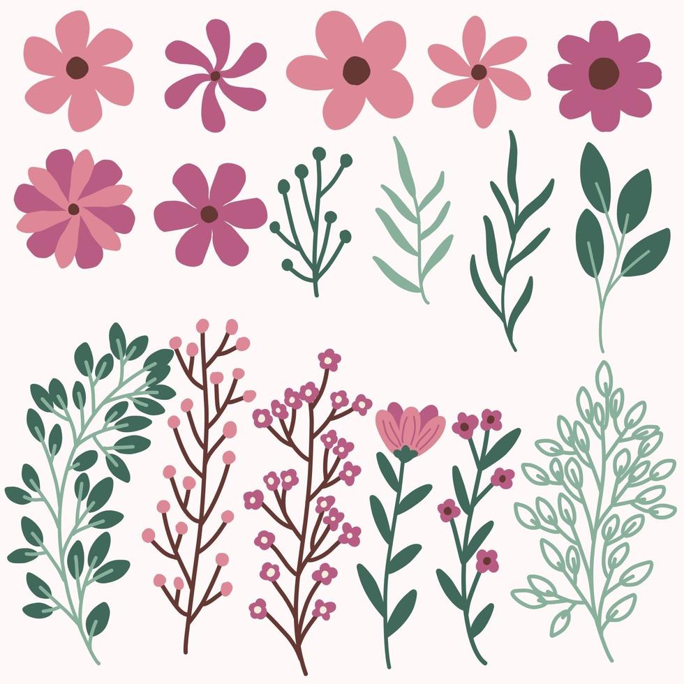 Pink flower collection vector