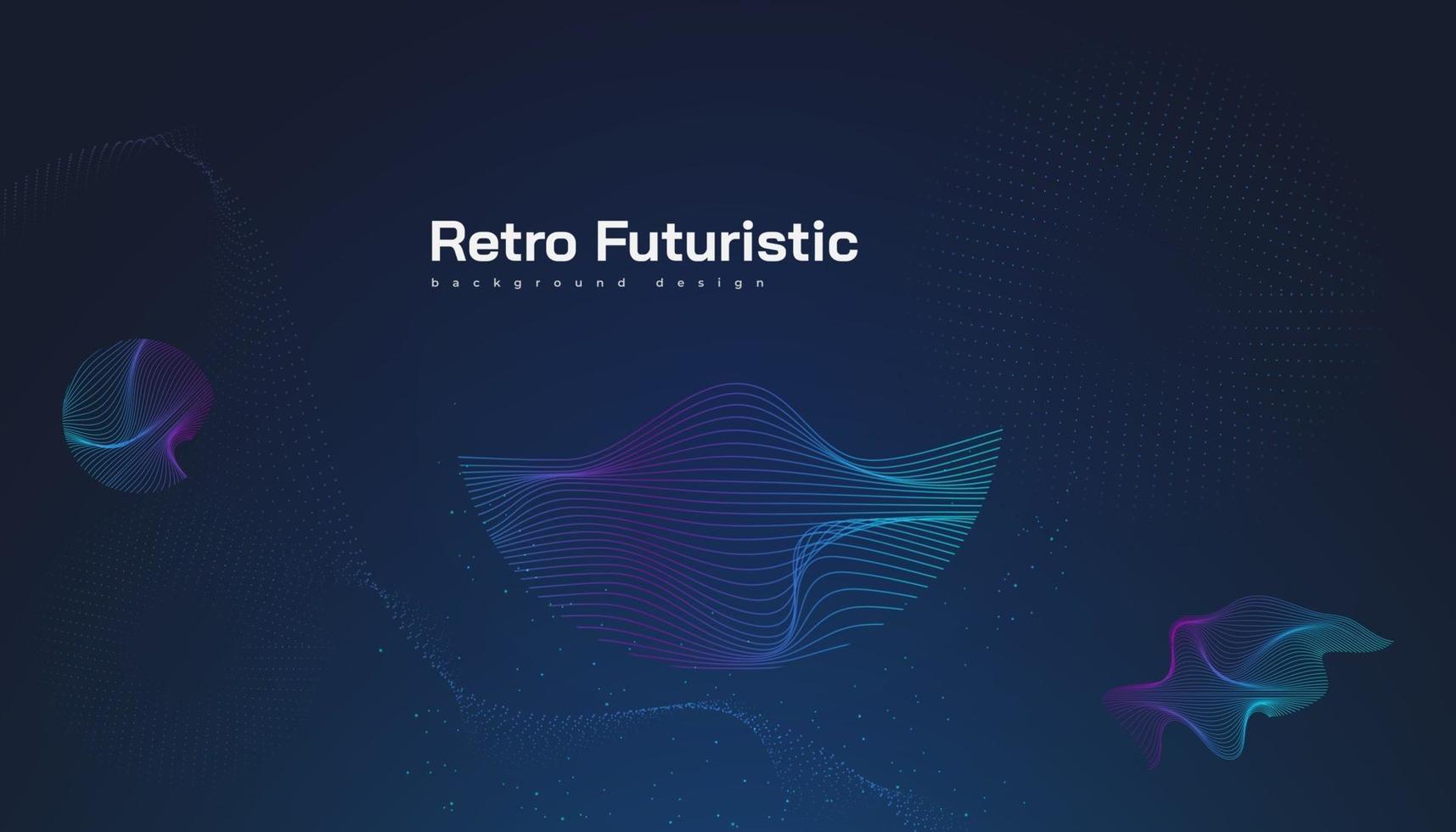 Retro Futuristic Background with Abstract Colorful Wavy Shapes vector