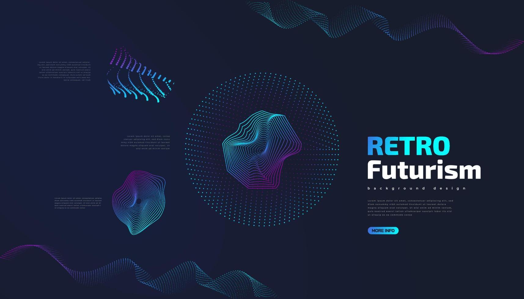 Retro Futuristic Background with Abstract Colorful Wavy Shapes vector