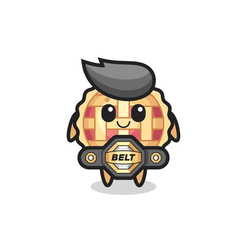 the MMA fighter apple pie mascot with a belt vector