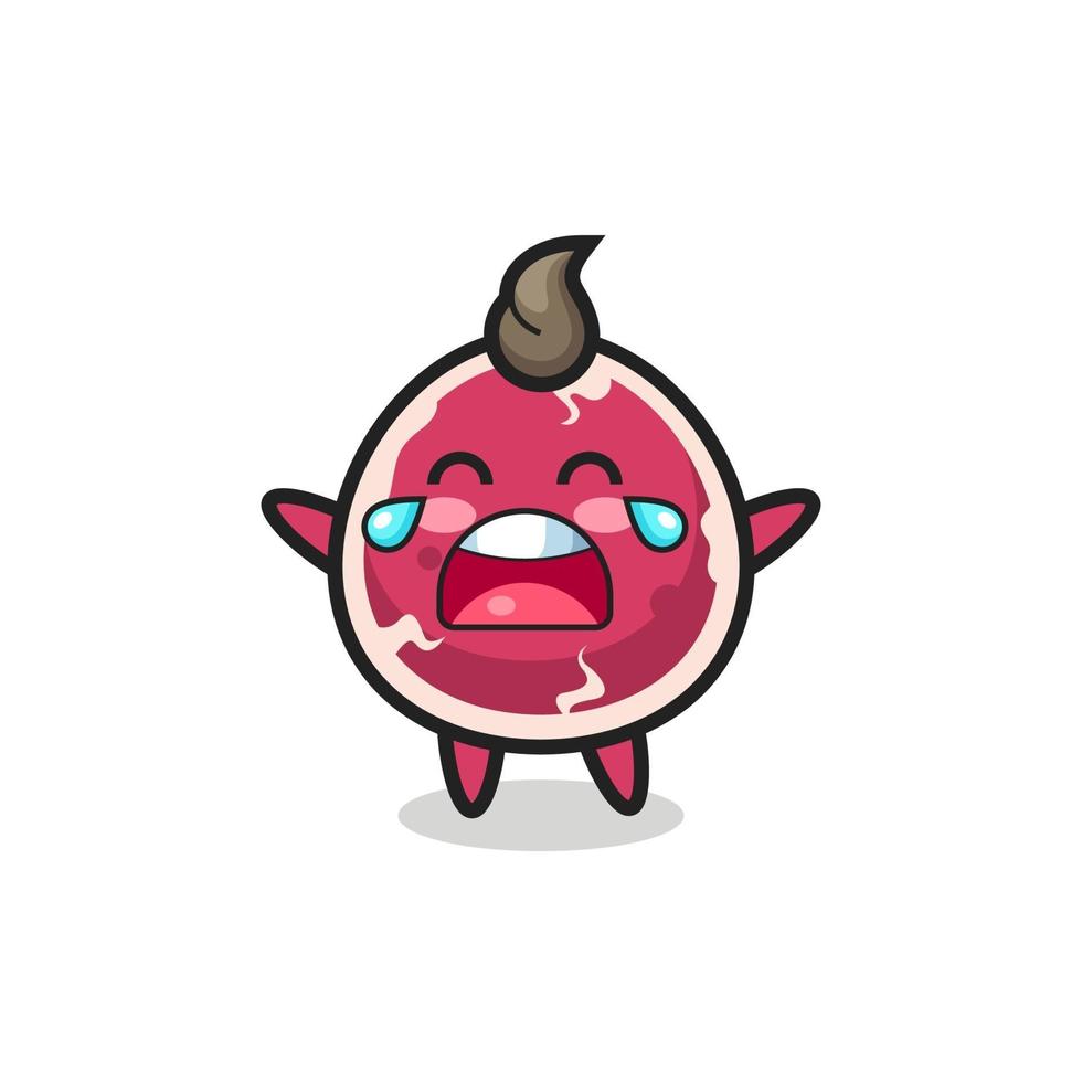 the illustration of crying beef cute baby vector