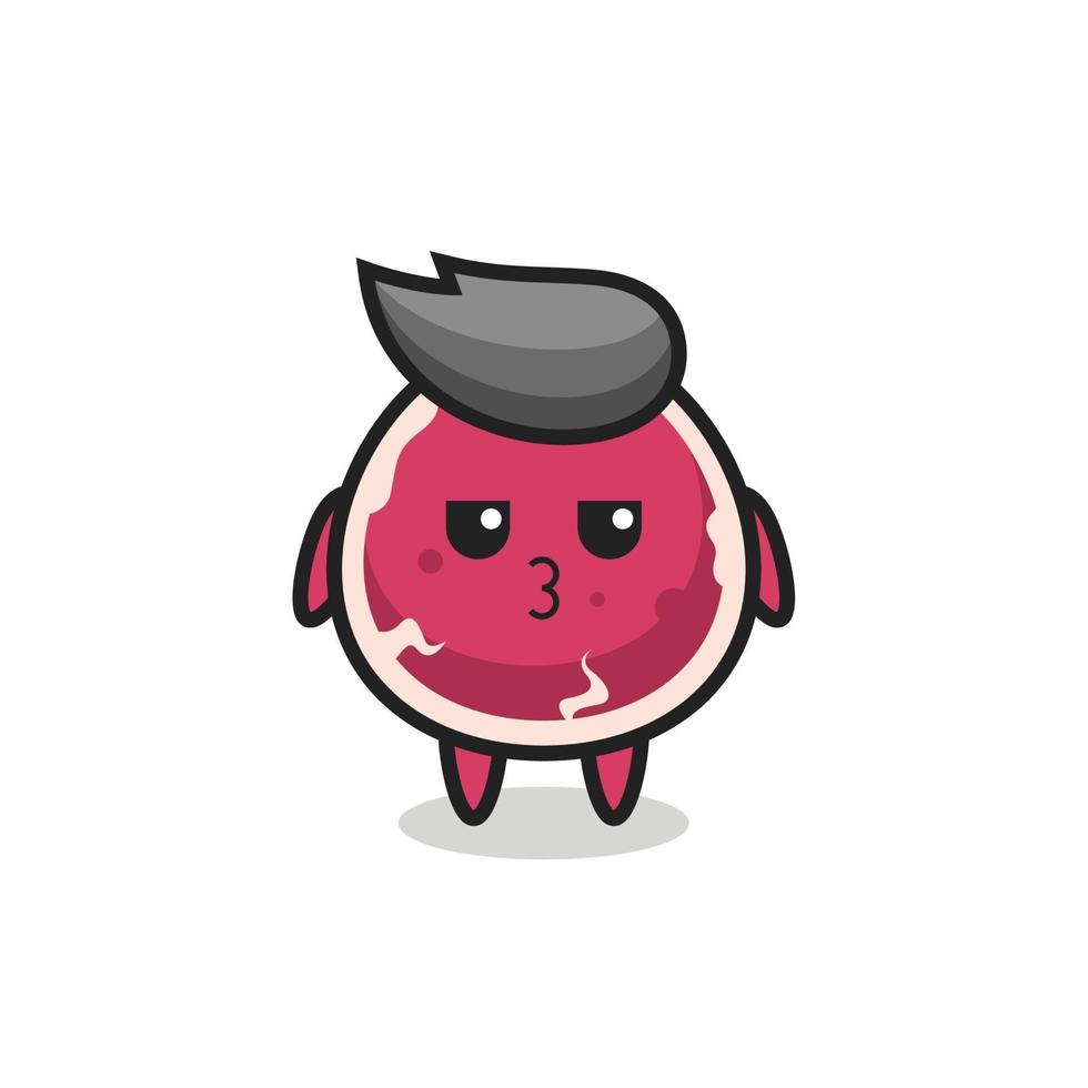 the bored expression of cute beef characters vector