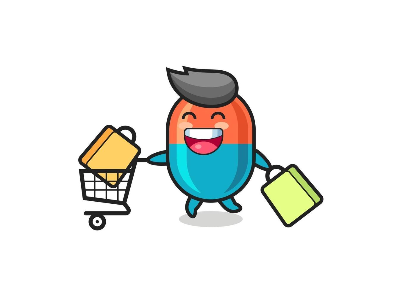 black Friday illustration with cute capsule mascot vector