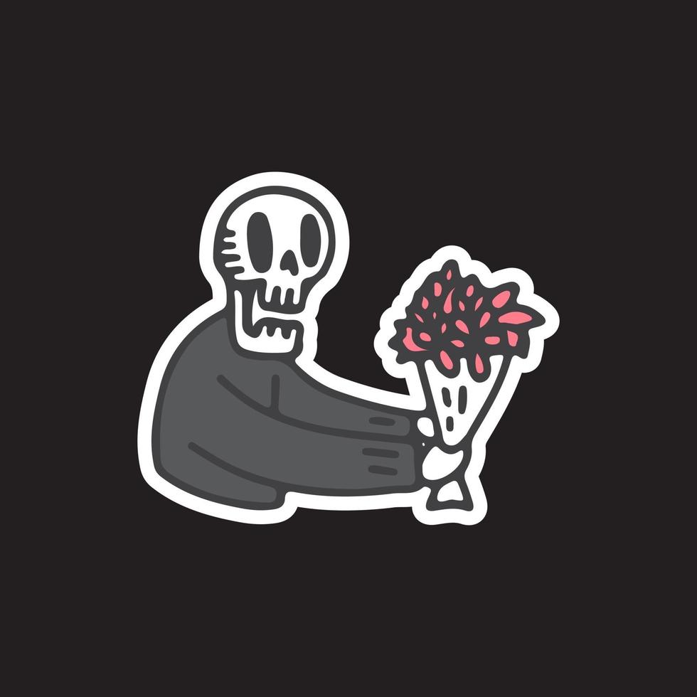 cráneo romántico con ilustración de flores de cubo. vector para camiseta